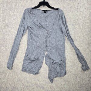 Moda International Women Gray Open-Front Cardigan Extra Small Lightweight Cotton